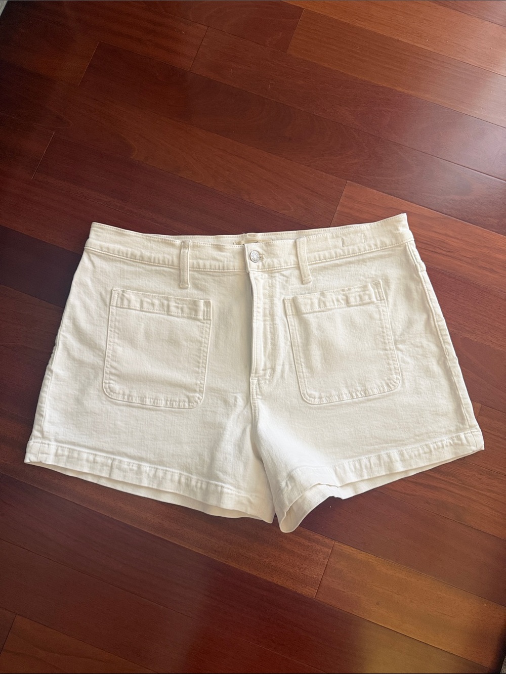 Madewell High Rise Cream White Denim Pocket Shorts